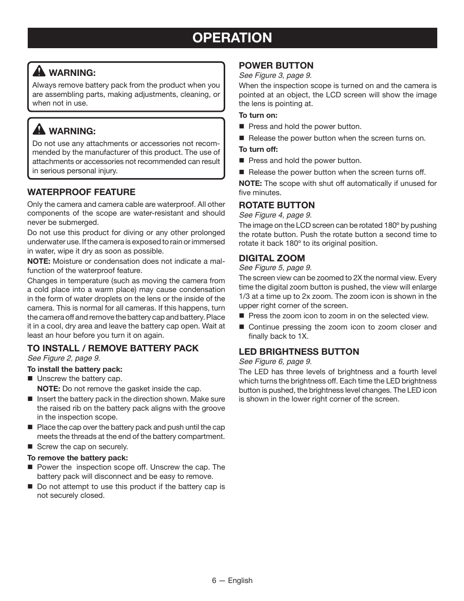 Operation | Ryobi RP4205 User Manual | Page 6 / 24