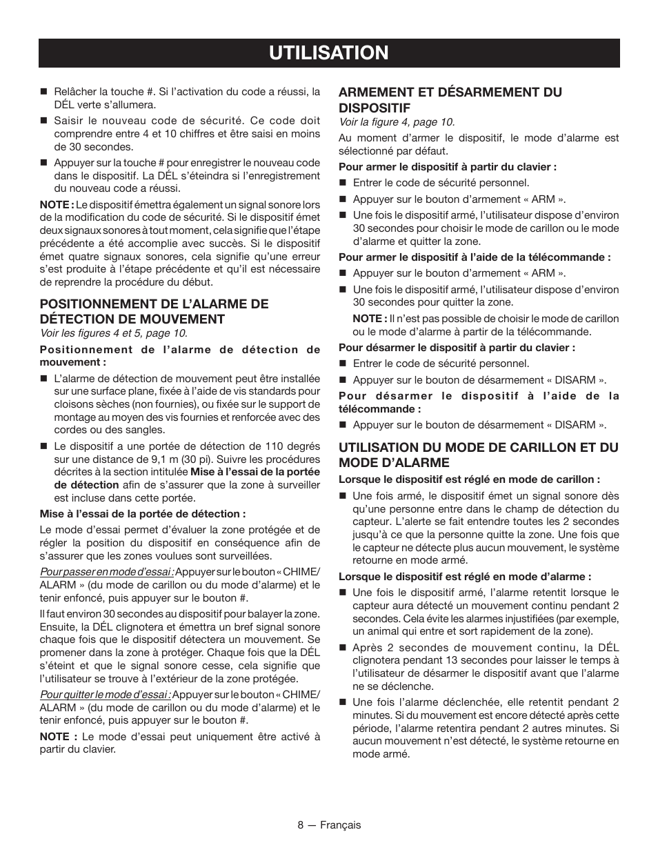 Utilisation | Ryobi RP4300 User Manual | Page 16 / 28