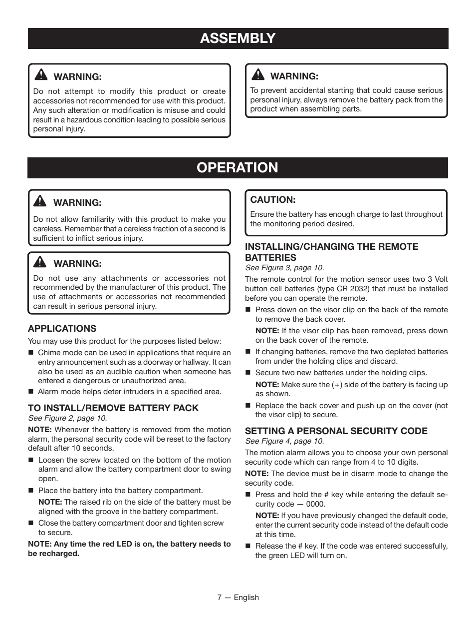 Assembly, Operation | Ryobi RP4300 User Manual | Page 7 / 28