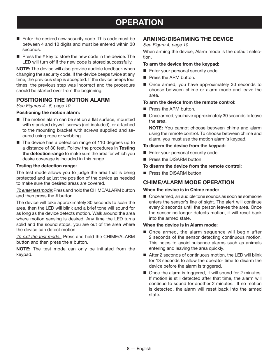 Operation | Ryobi RP4300 User Manual | Page 8 / 28