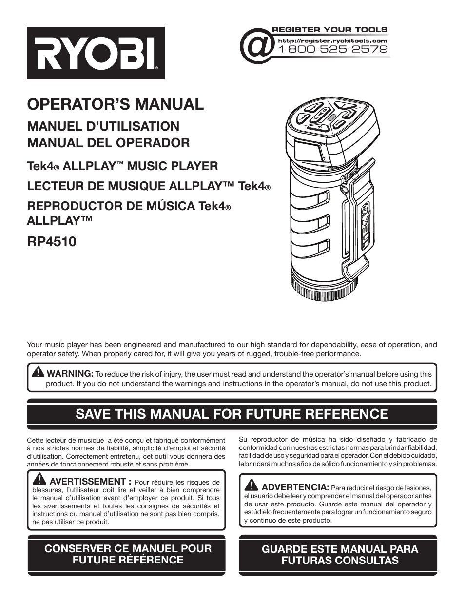 Ryobi RP4510 User Manual | 28 pages