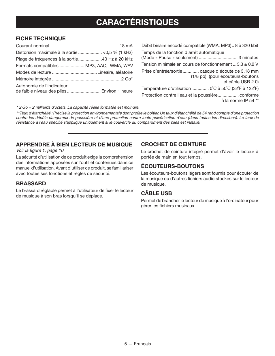 Caractéristiques | Ryobi RP4510 User Manual | Page 13 / 28