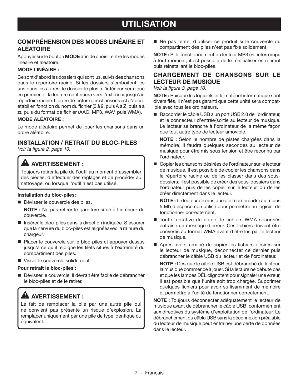 Utilisation | Ryobi RP4510 User Manual | Page 15 / 28