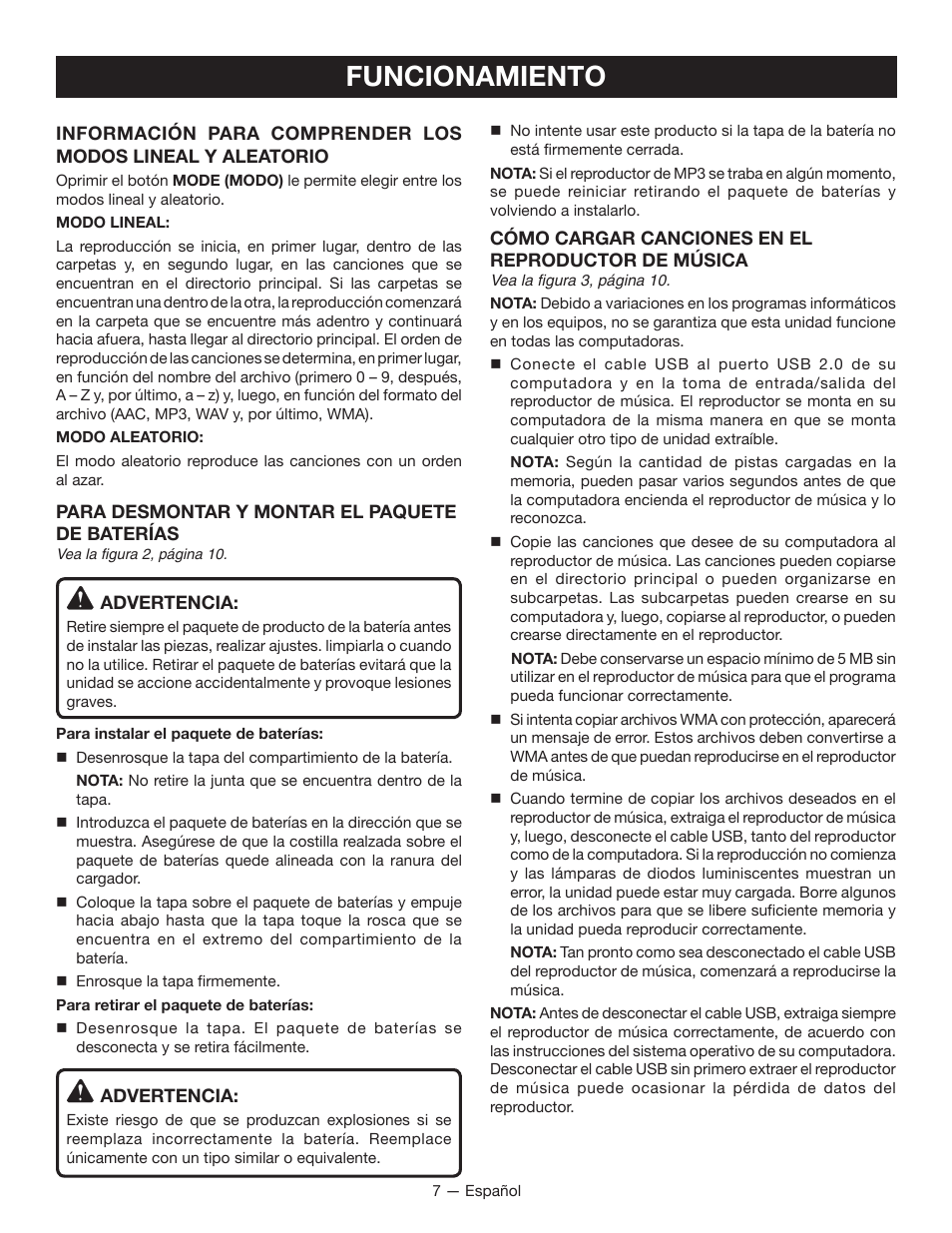 Funcionamiento | Ryobi RP4510 User Manual | Page 23 / 28