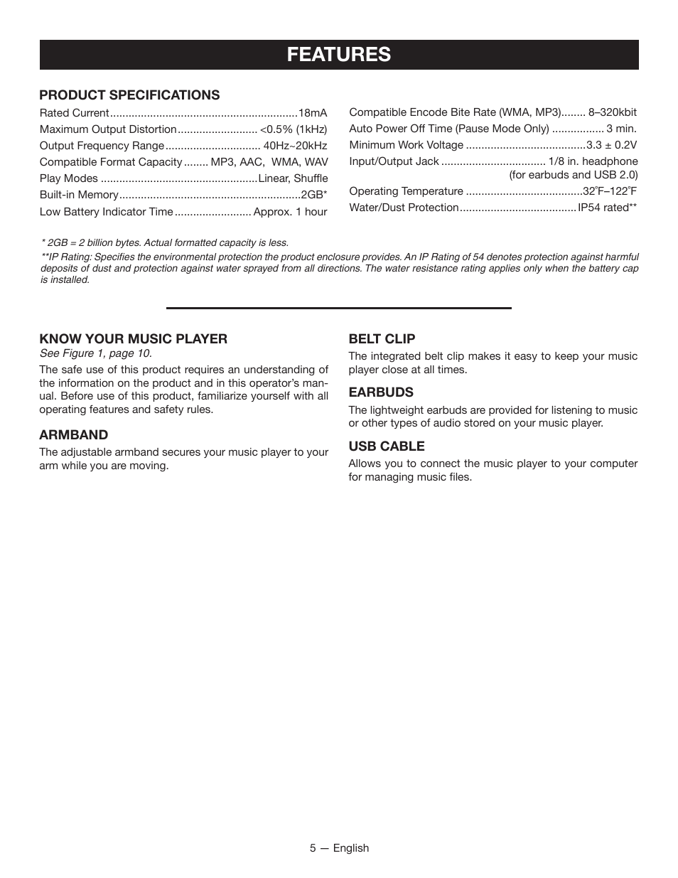 Features | Ryobi RP4510 User Manual | Page 5 / 28