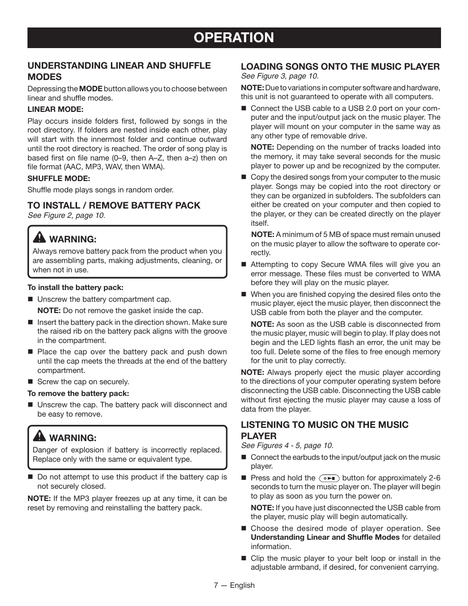 Operation | Ryobi RP4510 User Manual | Page 7 / 28