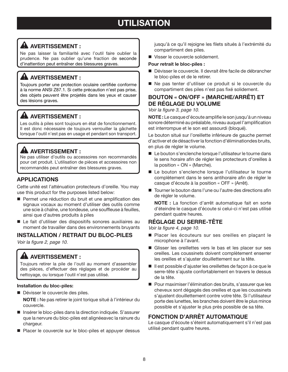 Utilisation | Ryobi RP4530 User Manual | Page 16 / 28