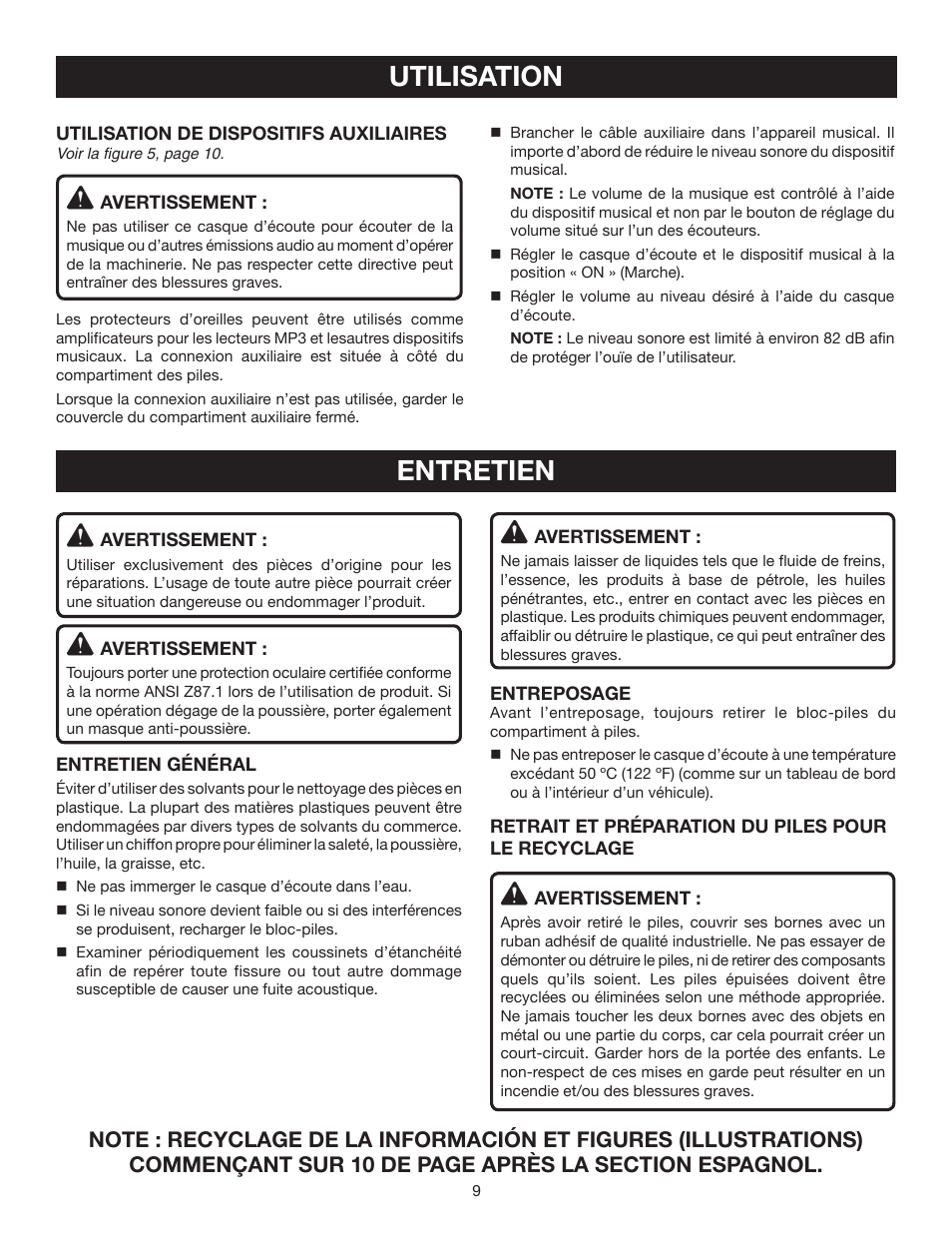 Entretien, Utilisation | Ryobi RP4530 User Manual | Page 17 / 28
