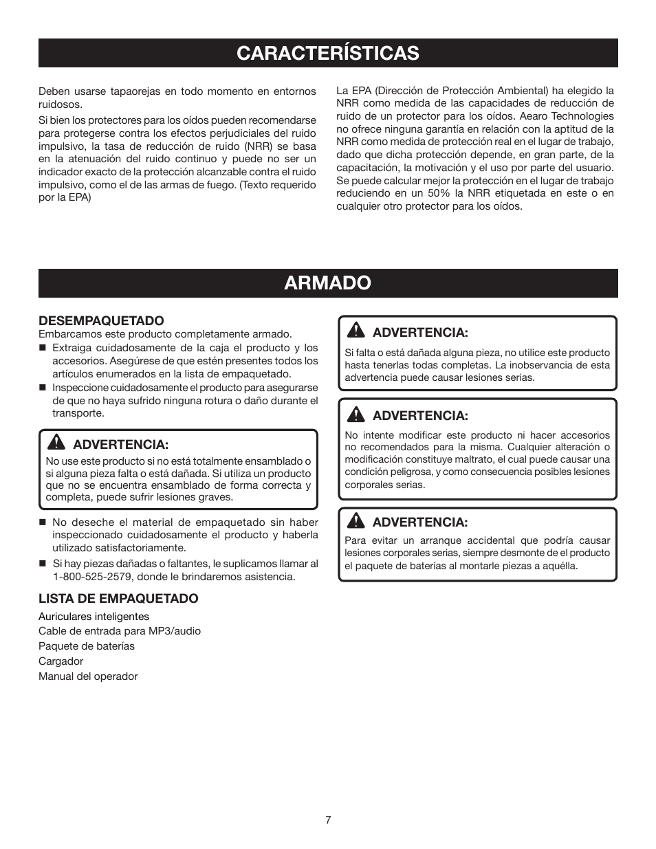 Armado, Características | Ryobi RP4530 User Manual | Page 23 / 28