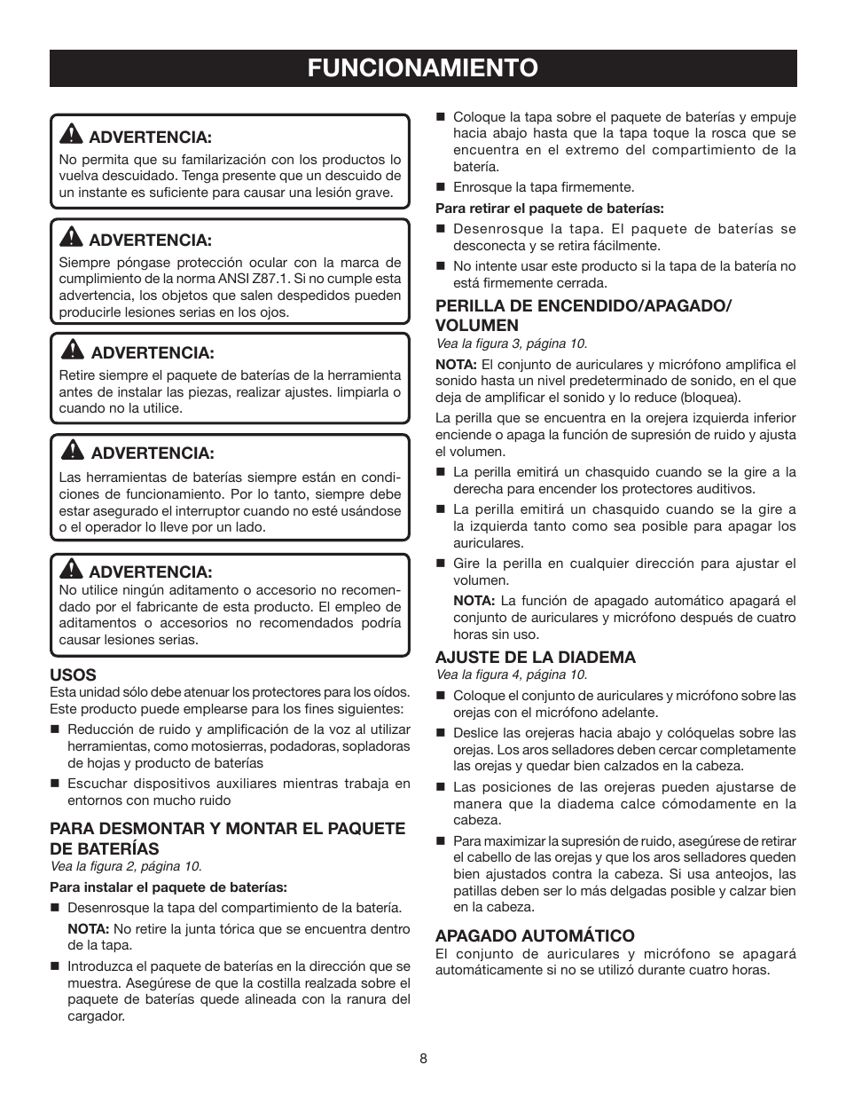Funcionamiento | Ryobi RP4530 User Manual | Page 24 / 28