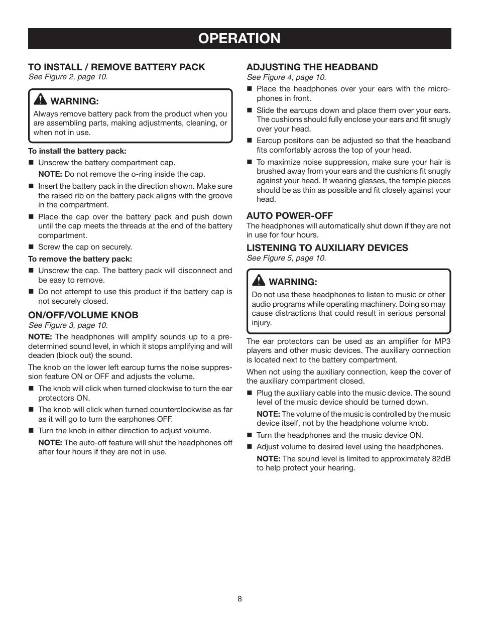 Operation | Ryobi RP4530 User Manual | Page 8 / 28