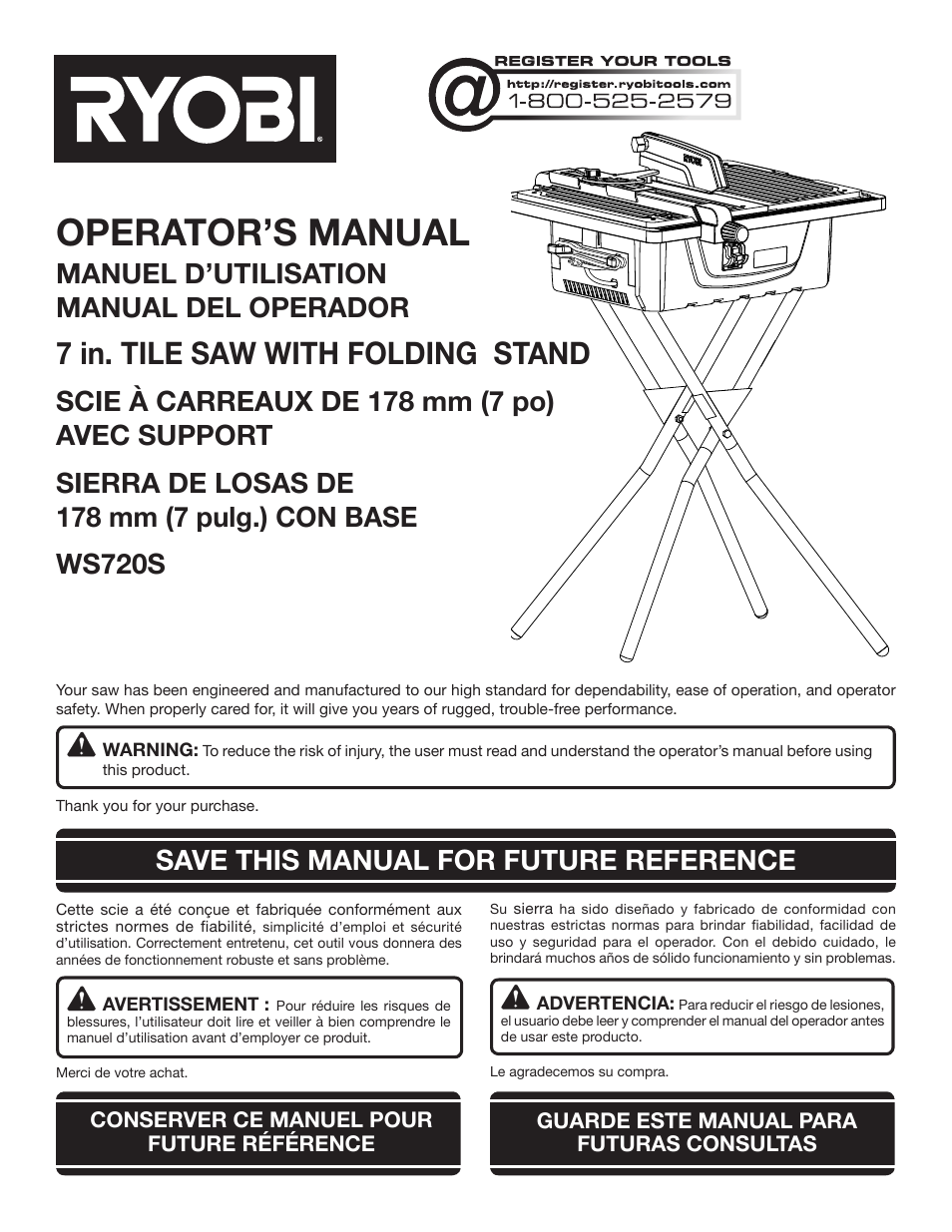 Ryobi WS720 User Manual | 44 pages