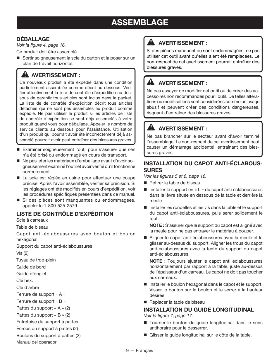 Assemblage | Ryobi WS720 User Manual | Page 20 / 44