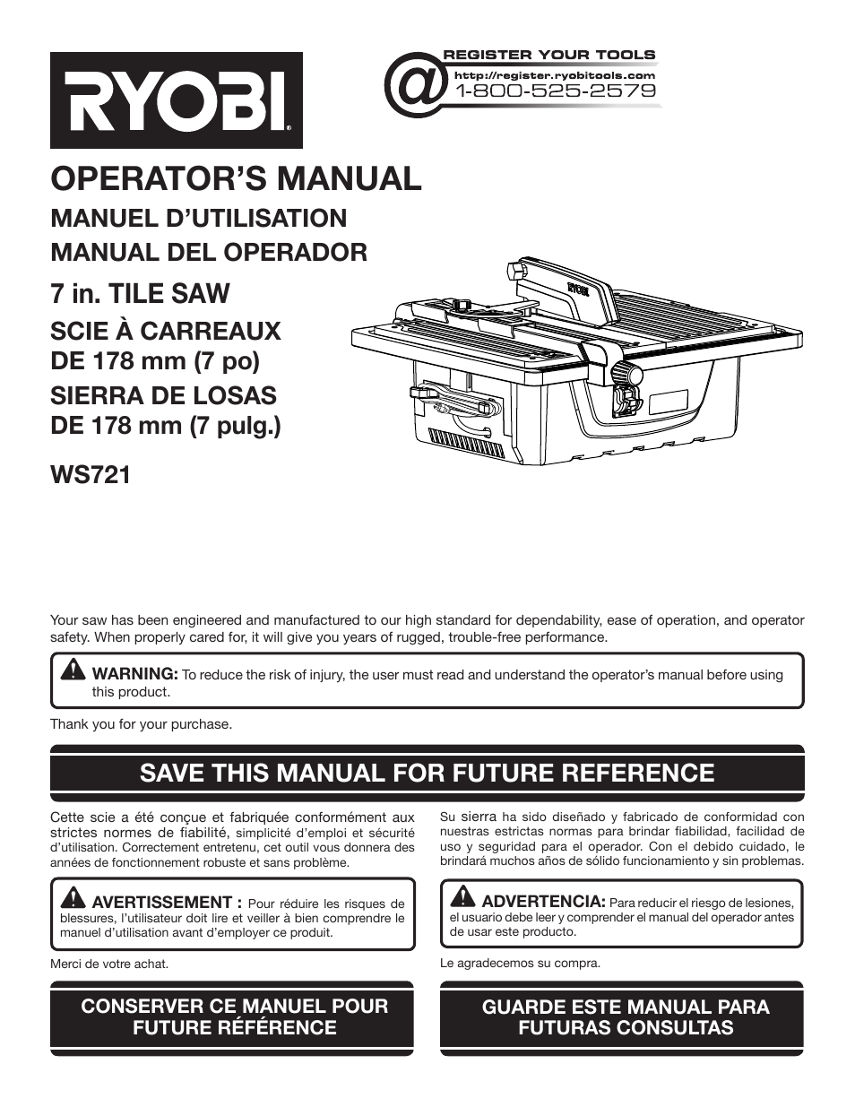 Ryobi WS721 User Manual | 40 pages