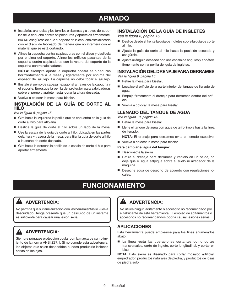 Armado funcionamiento | Ryobi WS721 User Manual | Page 31 / 40