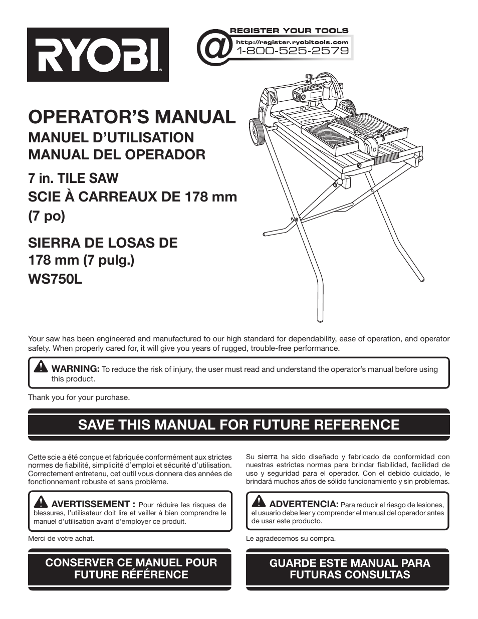 Ryobi WS750L User Manual | 60 pages