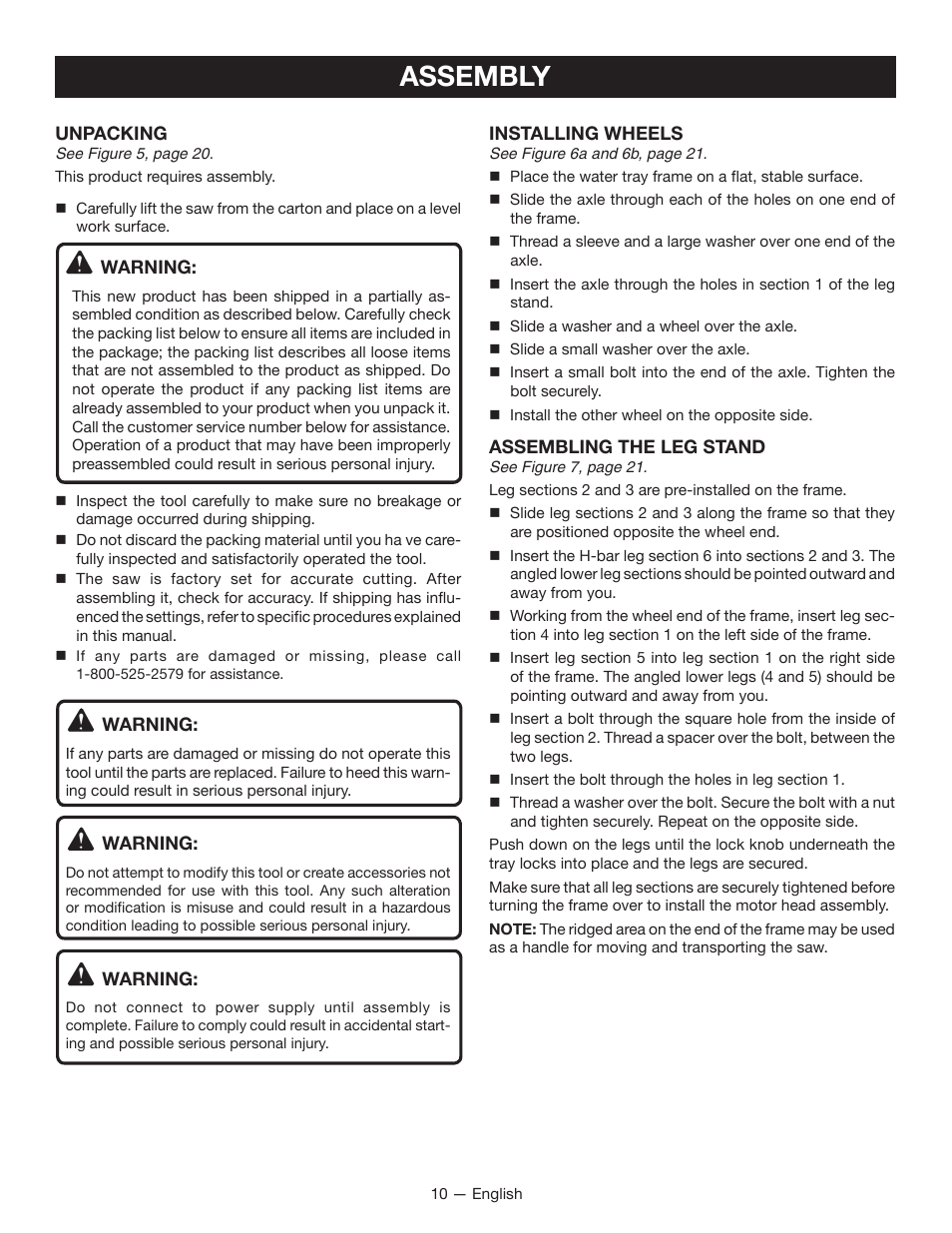 Assembly | Ryobi WS750L User Manual | Page 10 / 60