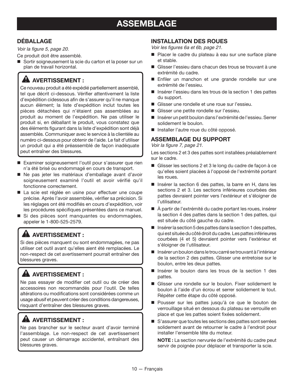 Assemblage | Ryobi WS750L User Manual | Page 26 / 60