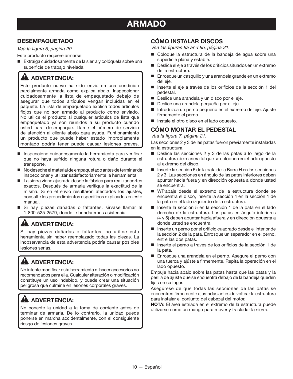 Armado | Ryobi WS750L User Manual | Page 42 / 60