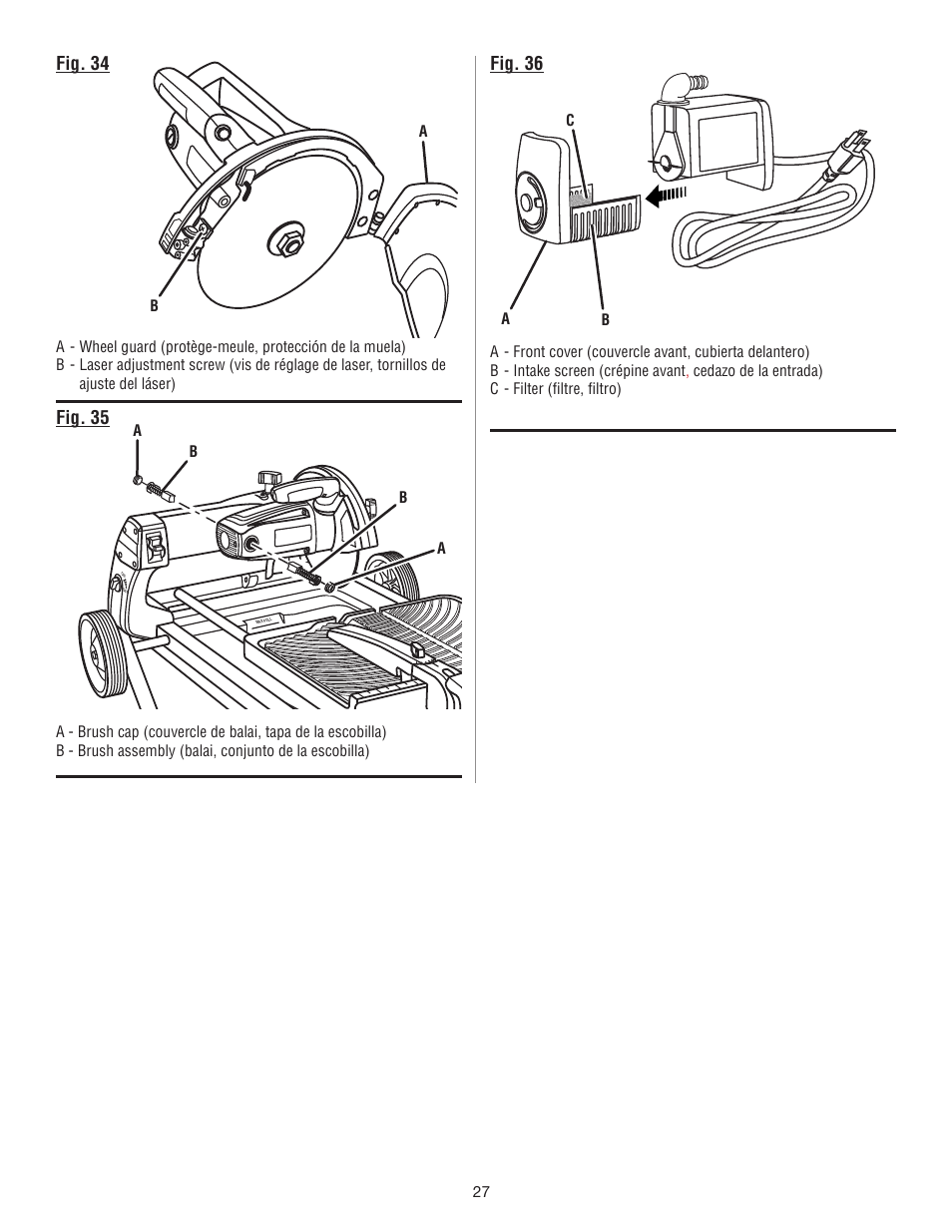 Fig. 35 fig. 36, Fig. 34 | Ryobi WS750L User Manual | Page 59 / 60