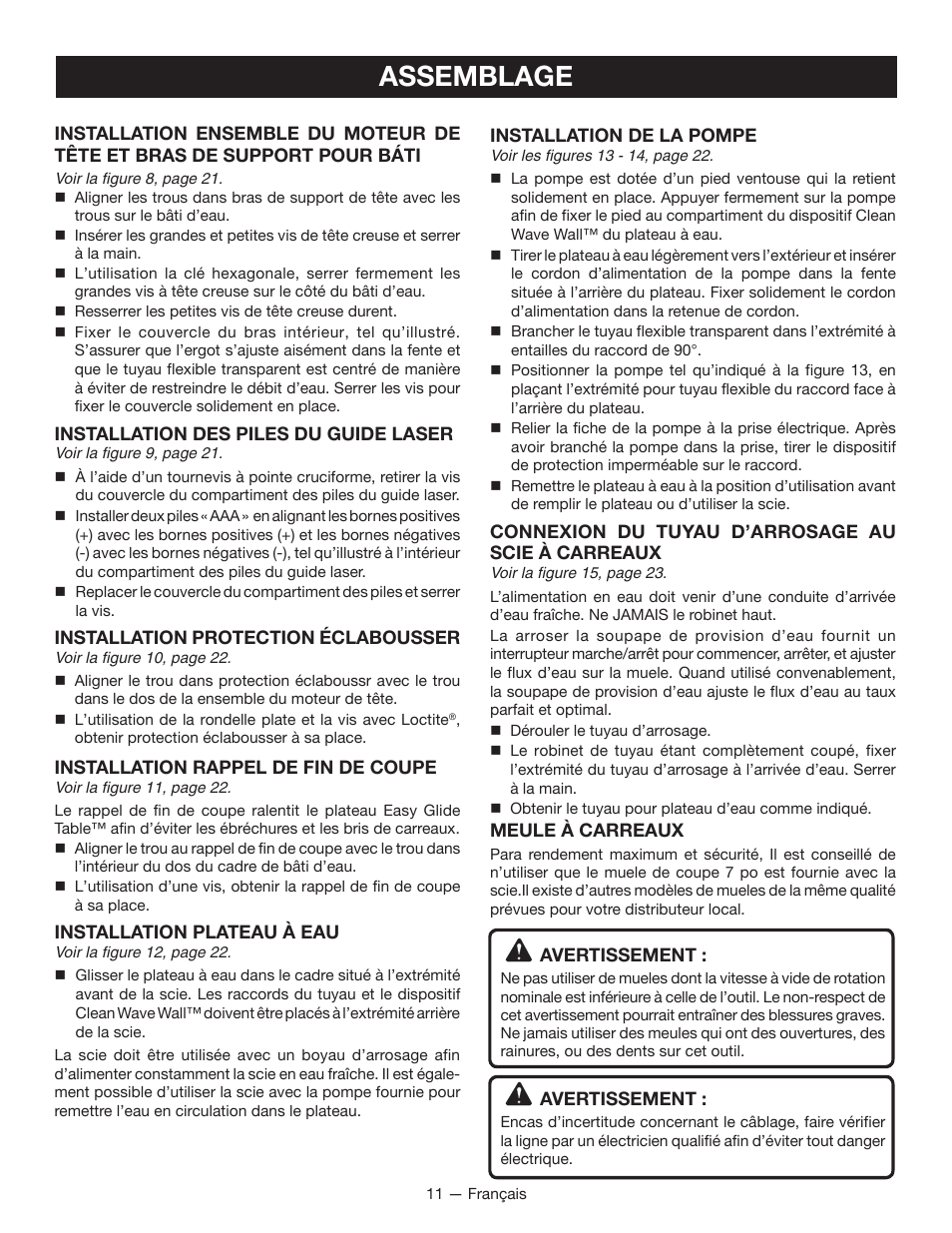 Assemblage | Ryobi WS750L User Manual | Page 27 / 60