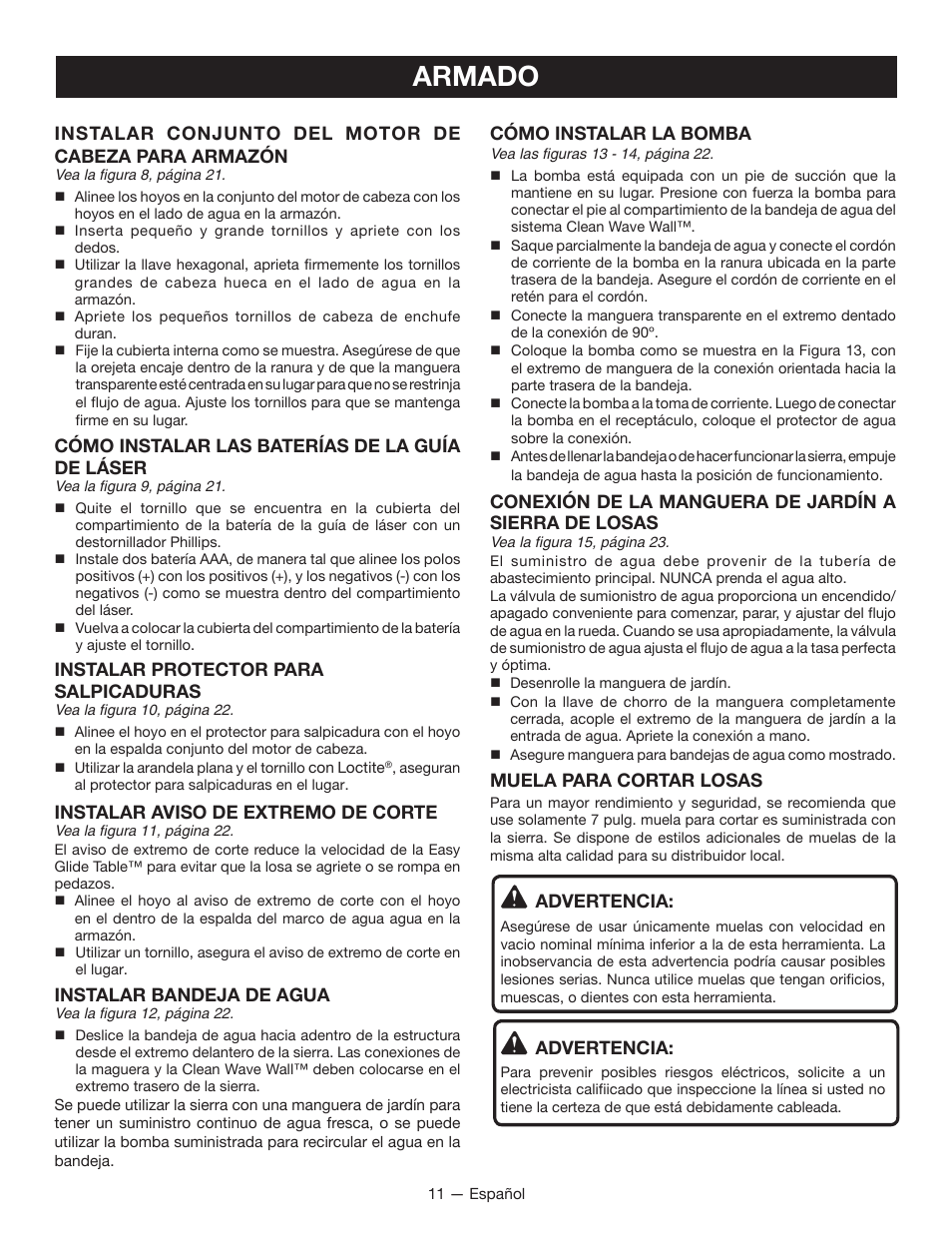 Armado | Ryobi WS750L User Manual | Page 43 / 60