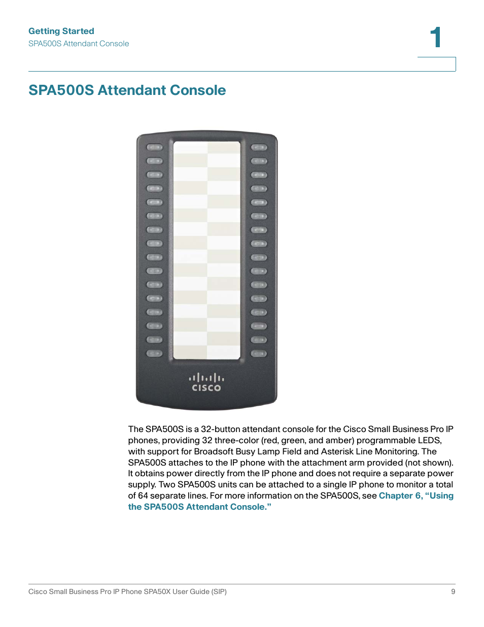 Spa500s attendant console | Cisco 509G User Manual | Page 16 / 94