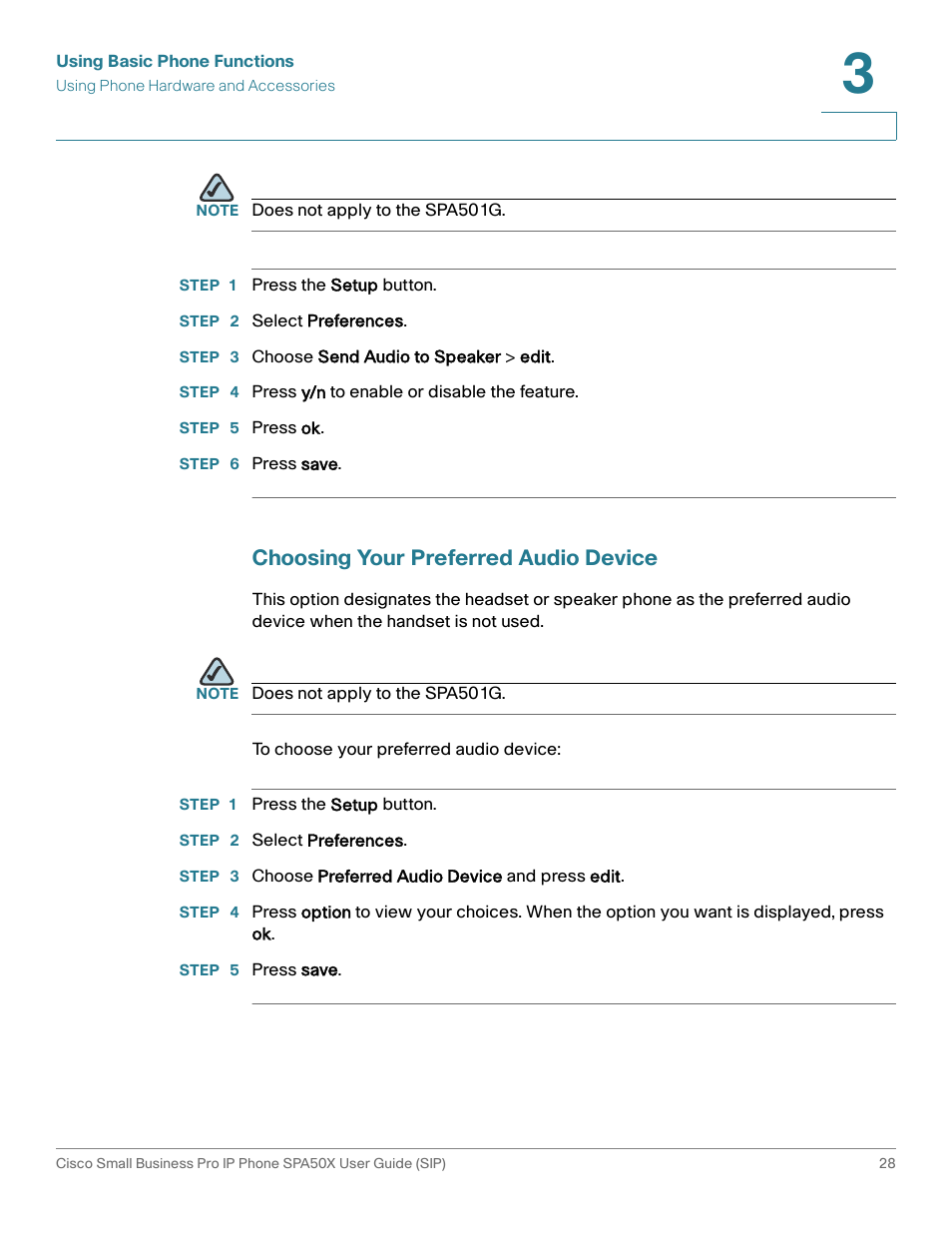 Choosing your preferred audio device | Cisco 509G User Manual | Page 35 / 94