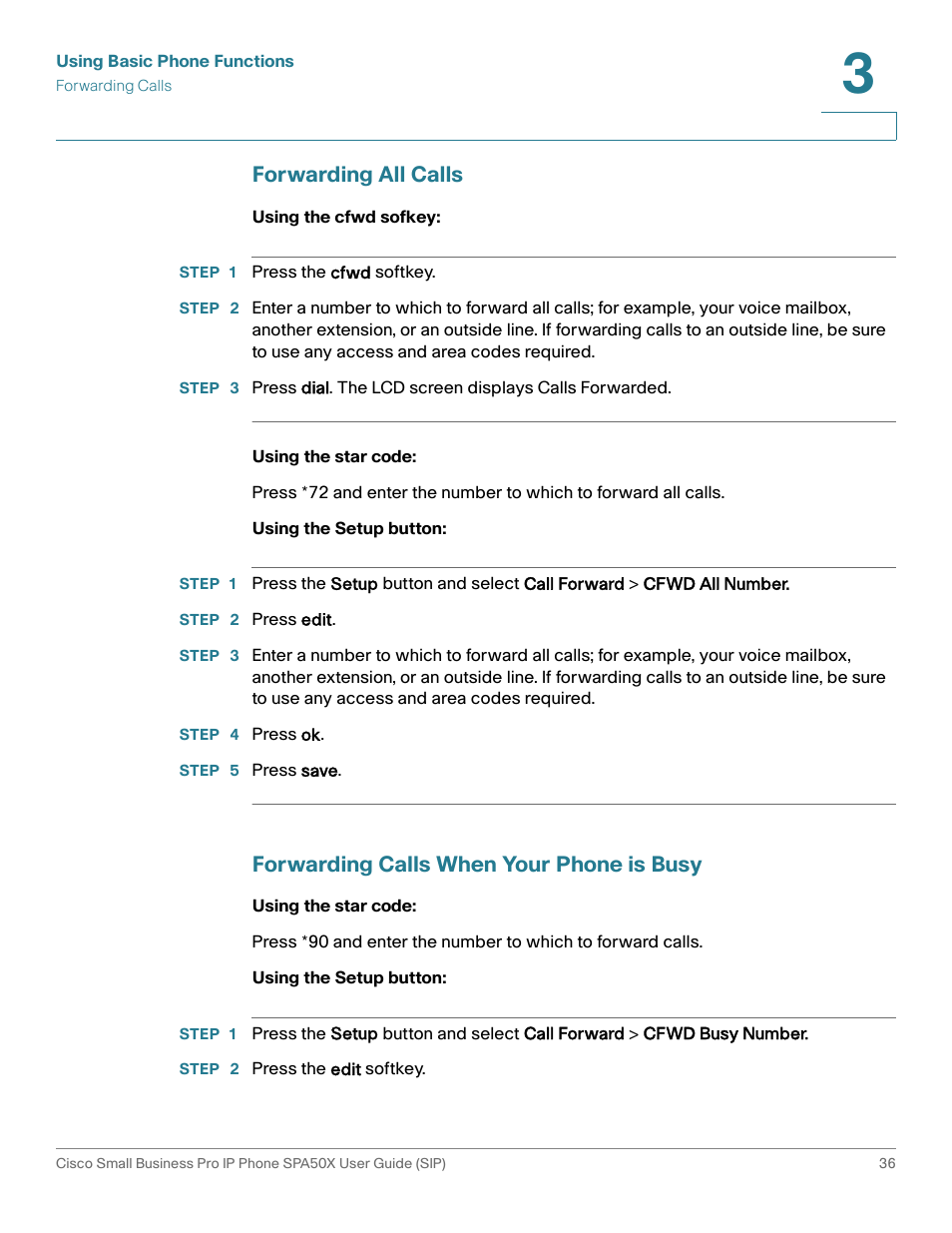 Forwarding all calls, Forwarding calls when your phone is busy | Cisco 509G User Manual | Page 43 / 94