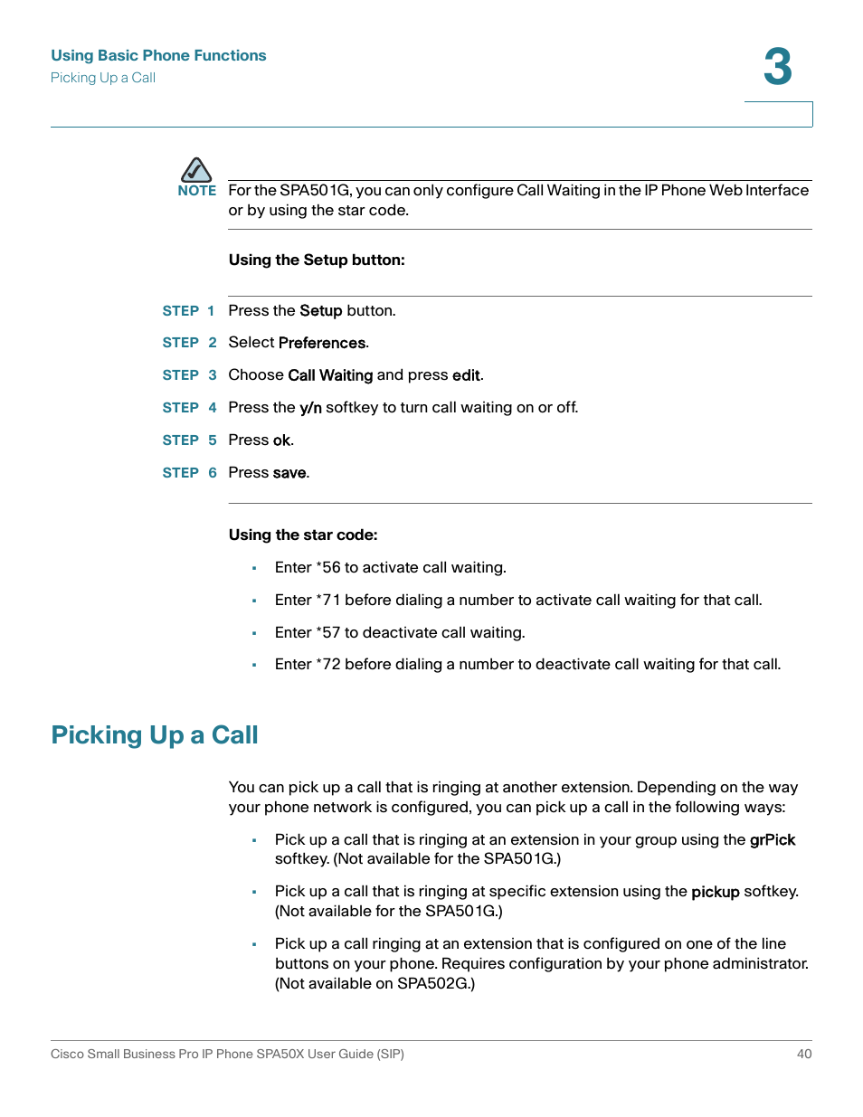 Picking up a call | Cisco 509G User Manual | Page 47 / 94