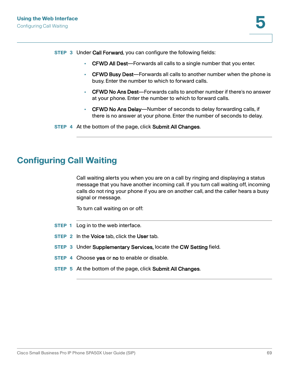 Configuring call waiting | Cisco 509G User Manual | Page 76 / 94