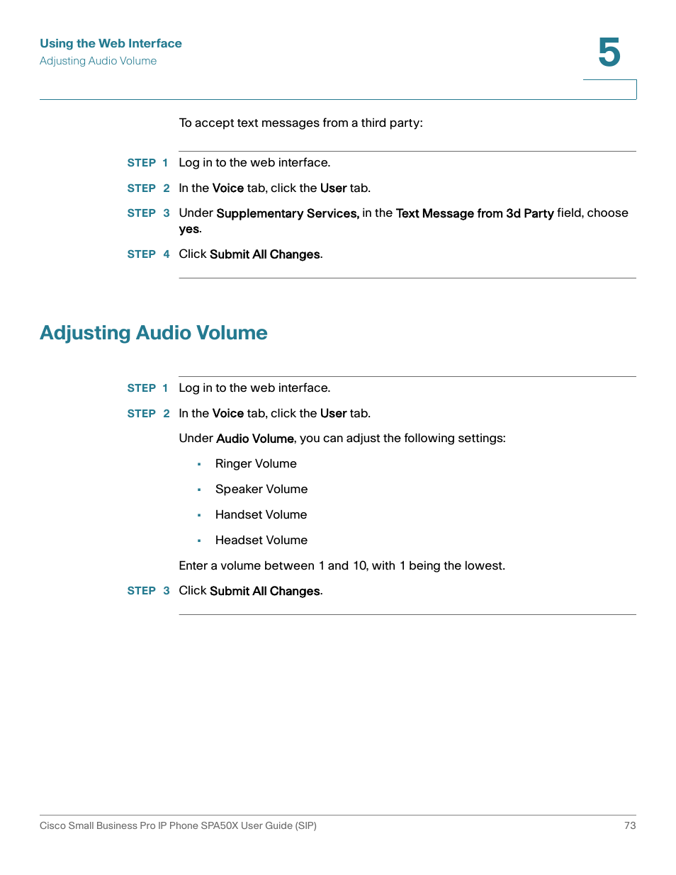 Adjusting audio volume | Cisco 509G User Manual | Page 80 / 94