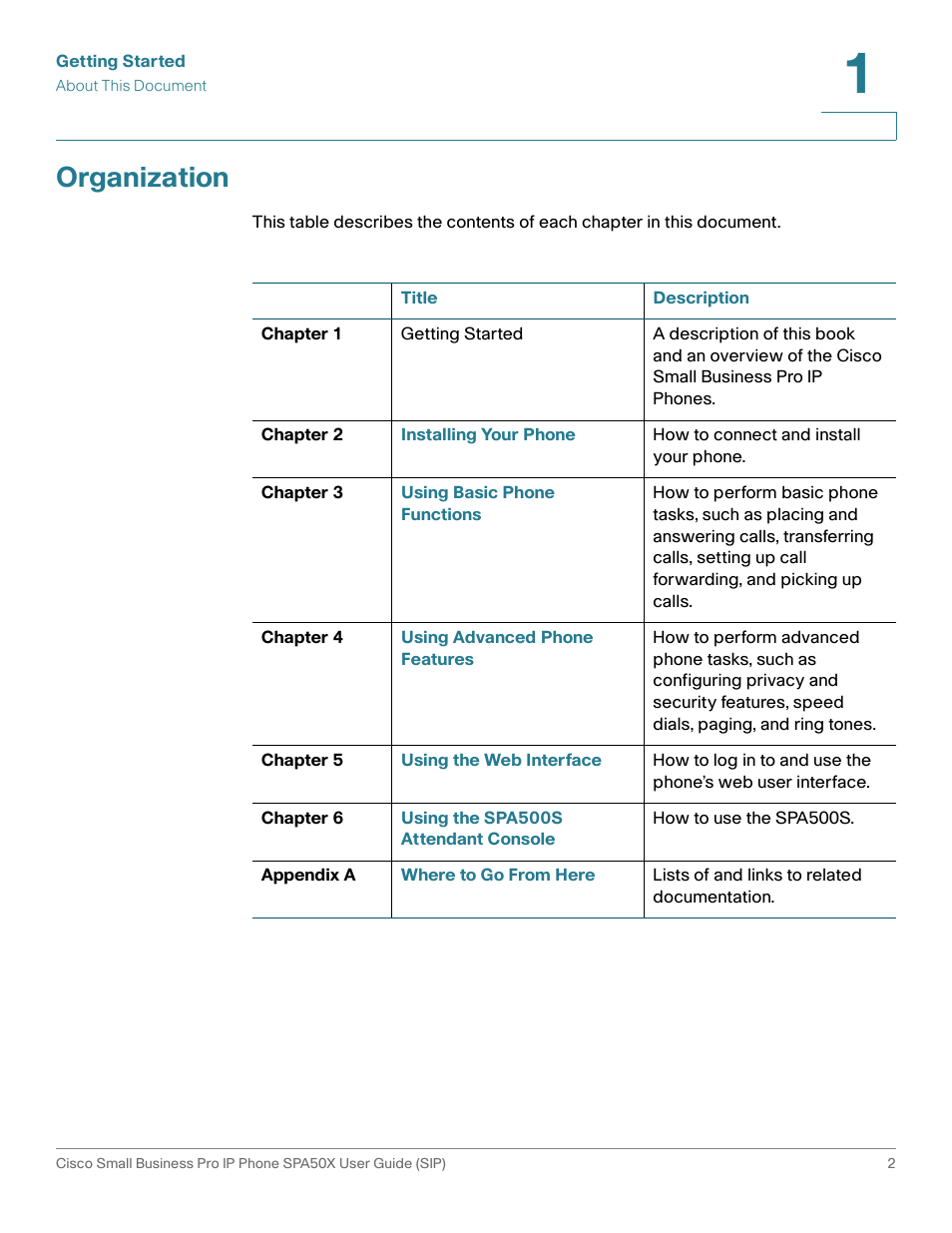 Organization | Cisco 509G User Manual | Page 9 / 94