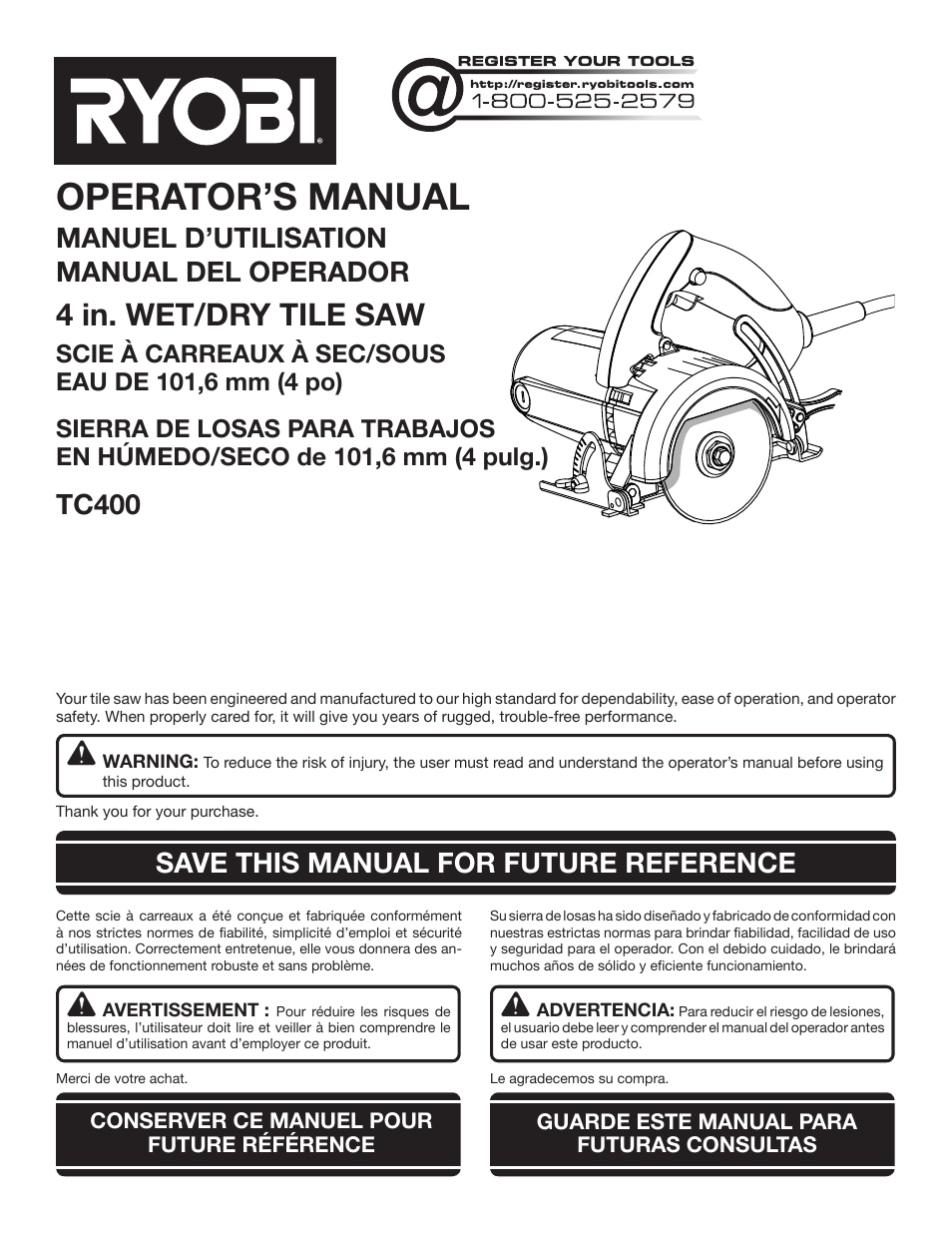 Ryobi TC400 User Manual | 44 pages