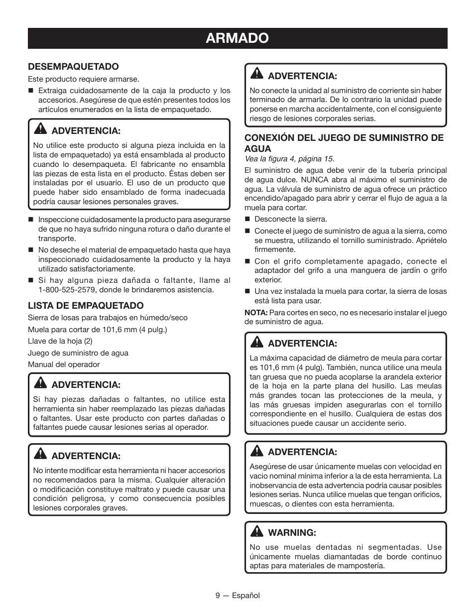 Armado | Ryobi TC400 User Manual | Page 35 / 44