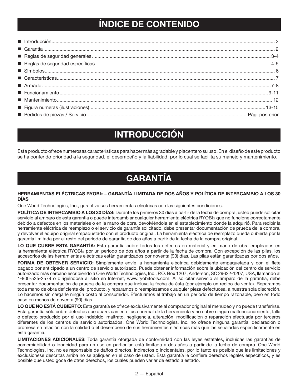 Ryobi P580 User Manual | Page 24 / 40