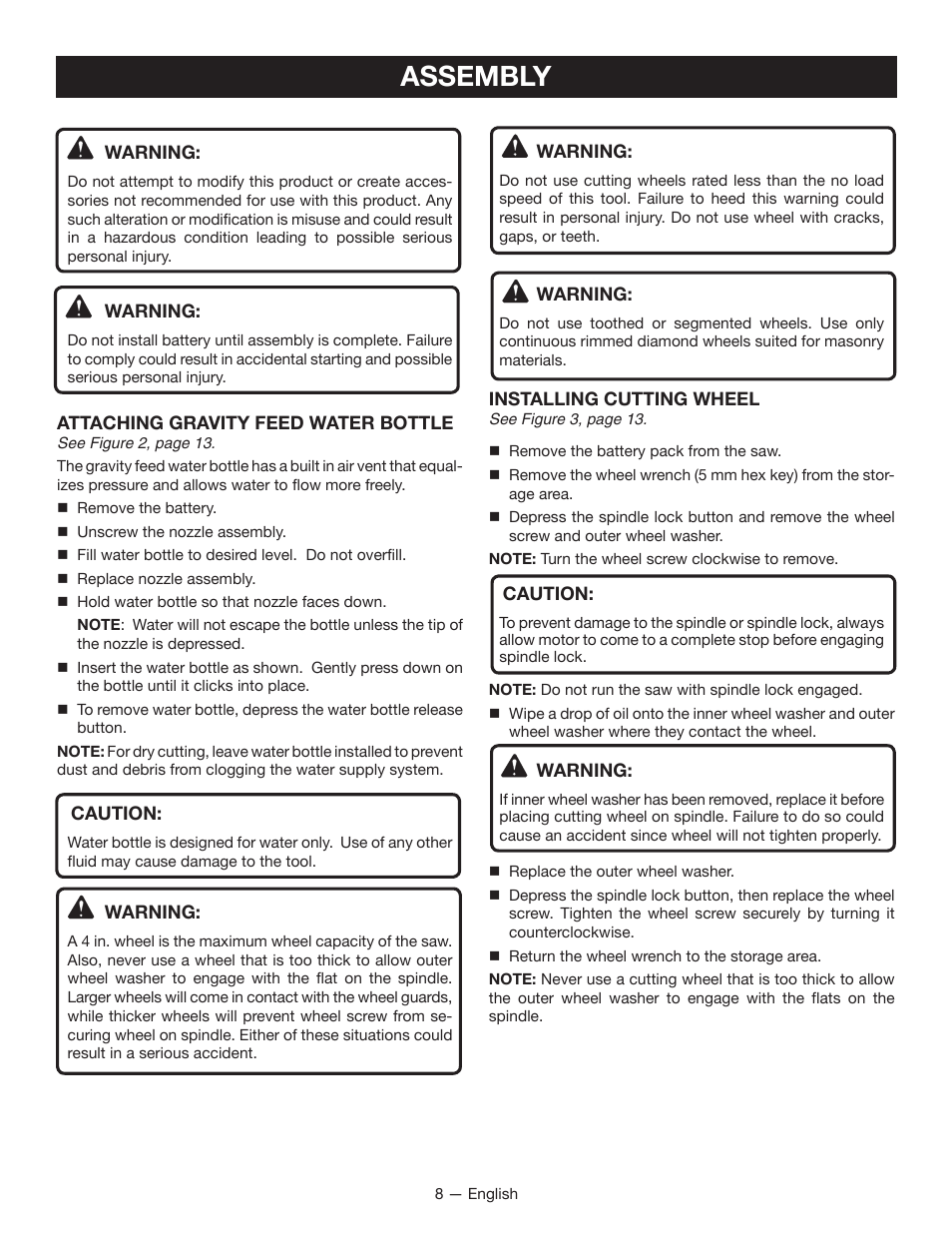 Assembly | Ryobi P580 User Manual | Page 8 / 40