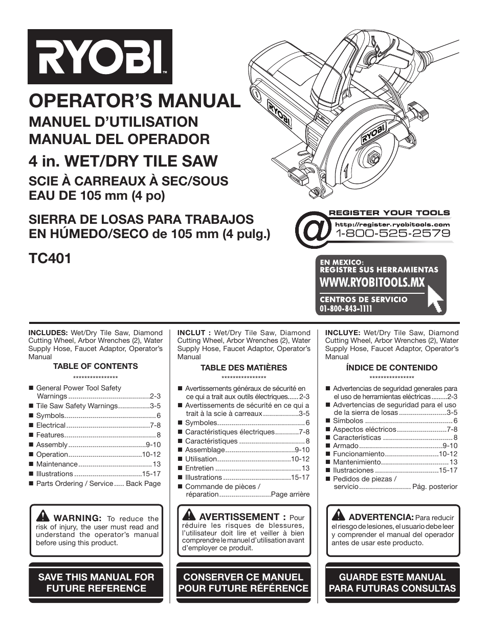 Ryobi TC401 User Manual | 44 pages