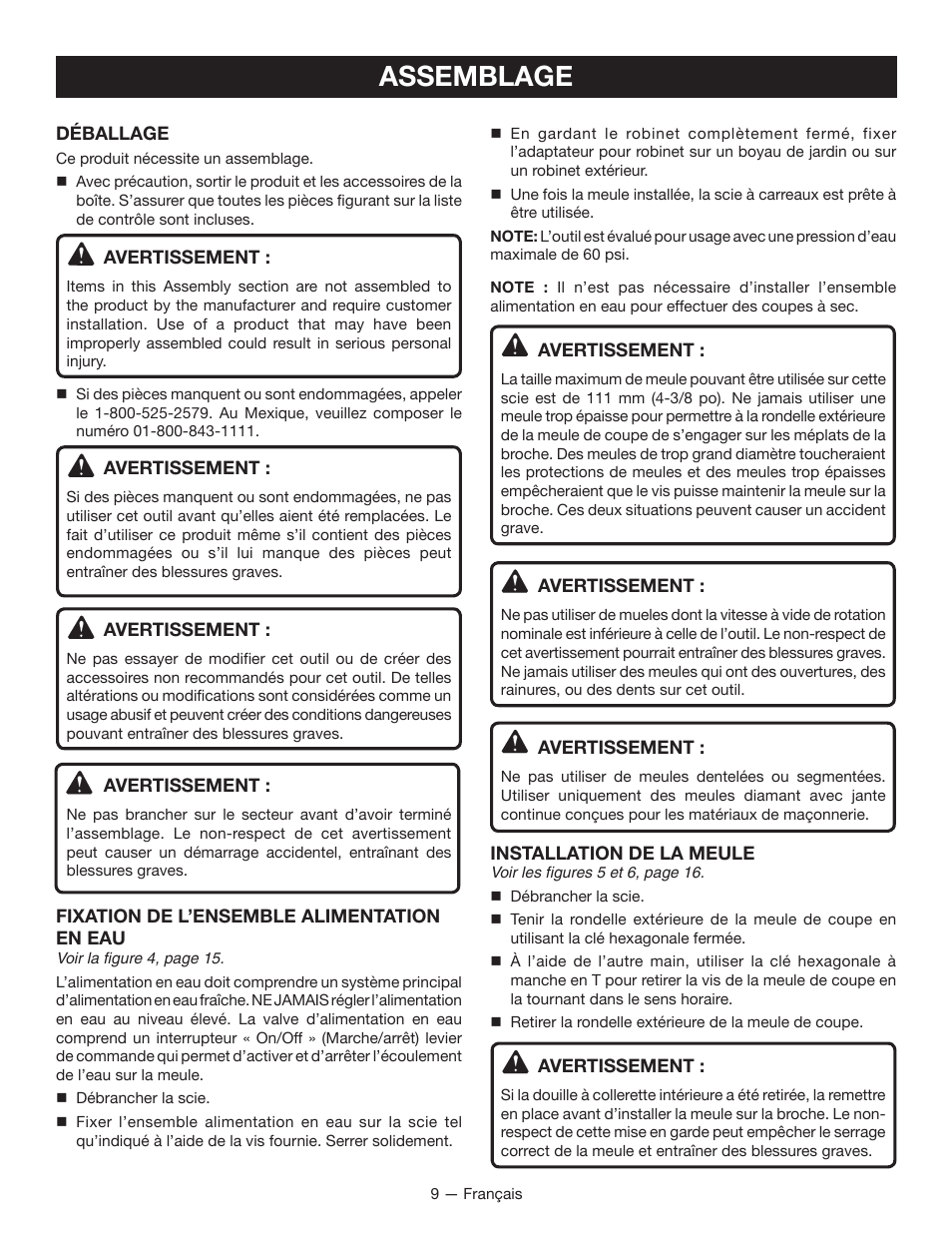 Assemblage | Ryobi TC401 User Manual | Page 22 / 44