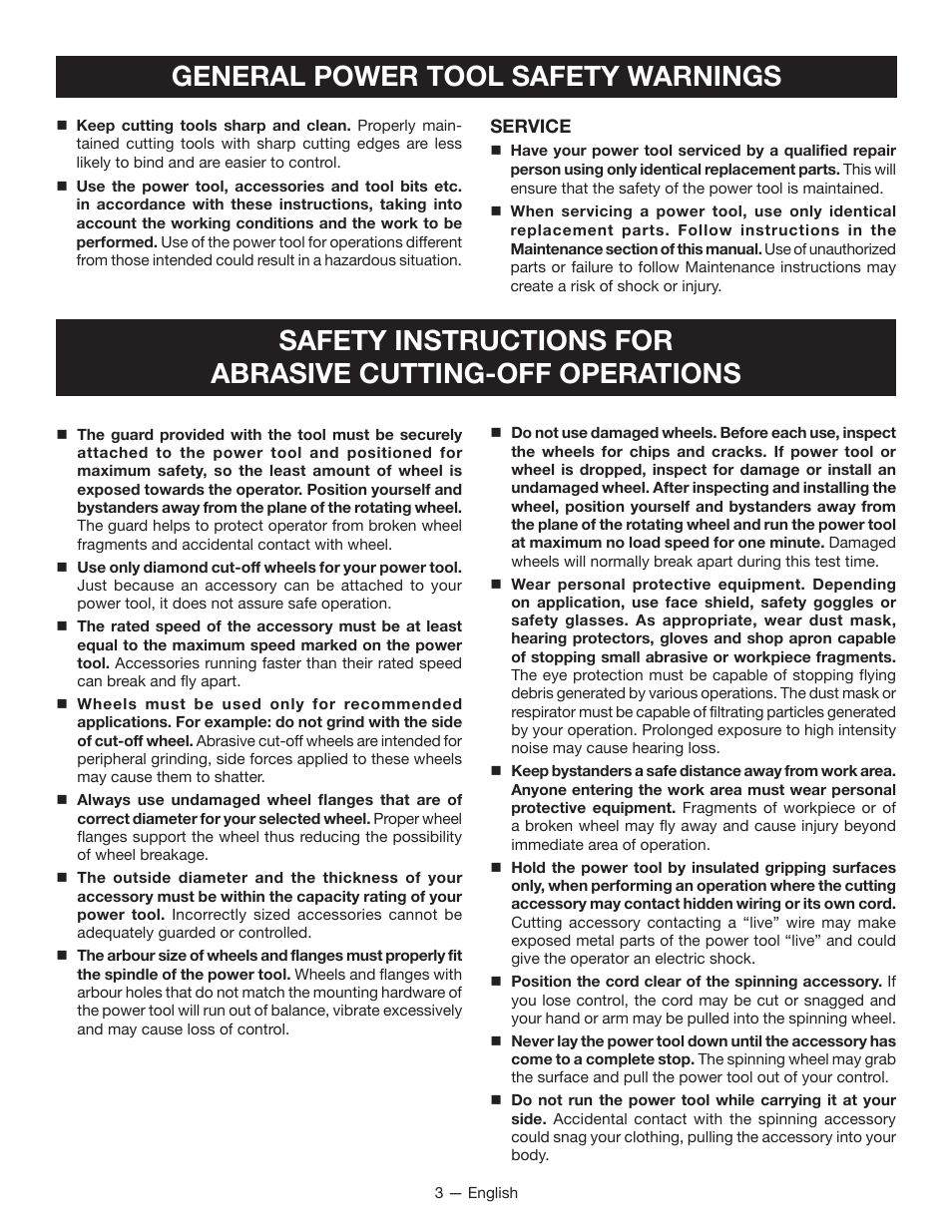 General power tool safety warnings | Ryobi TC401 User Manual | Page 3 / 44