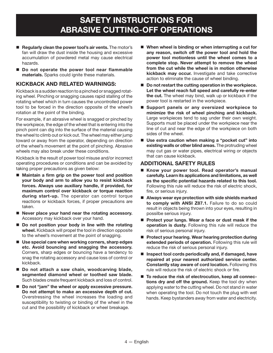 Ryobi TC401 User Manual | Page 4 / 44
