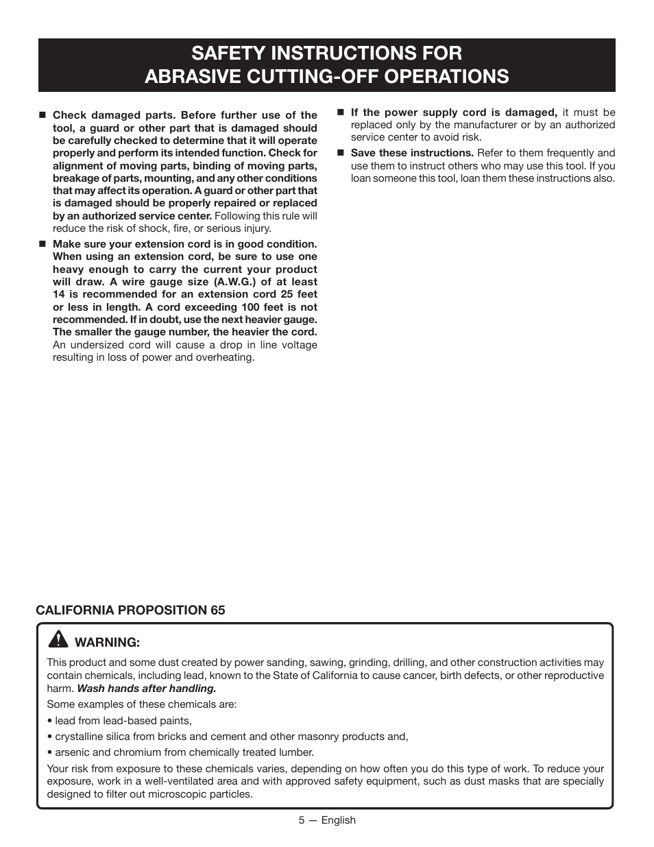 Ryobi TC401 User Manual | Page 5 / 44