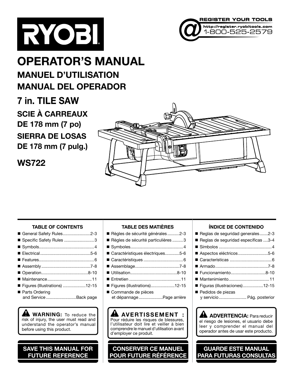 Ryobi WS722L User Manual | 36 pages