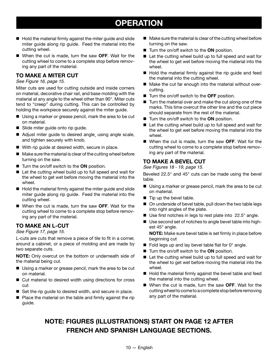 Operation | Ryobi WS722L User Manual | Page 10 / 36