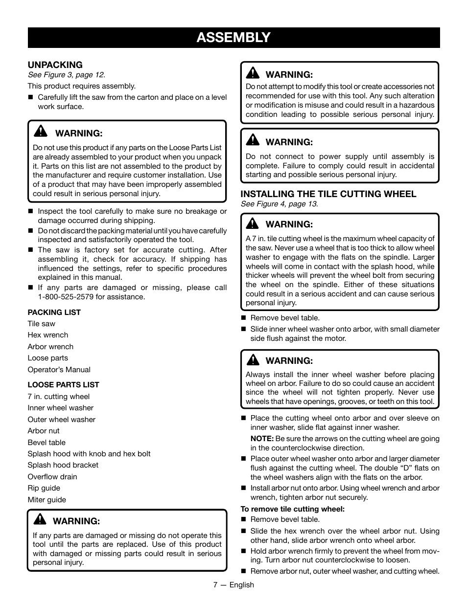 Assembly | Ryobi WS722L User Manual | Page 7 / 36