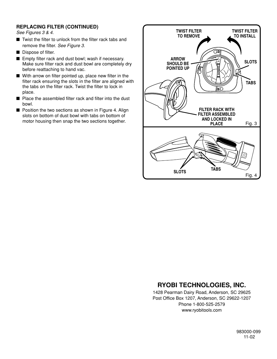 Ryobi technologies, inc | Ryobi AC32VC09 User Manual | Page 3 / 3