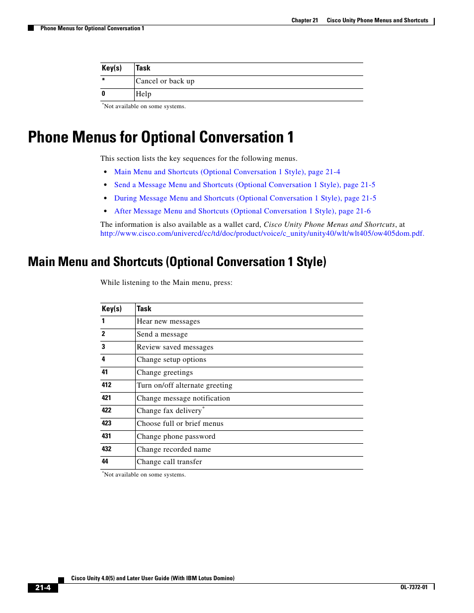 Phone menus for optional conversation 1 | Cisco OL-7372-01 User Manual | Page 4 / 12