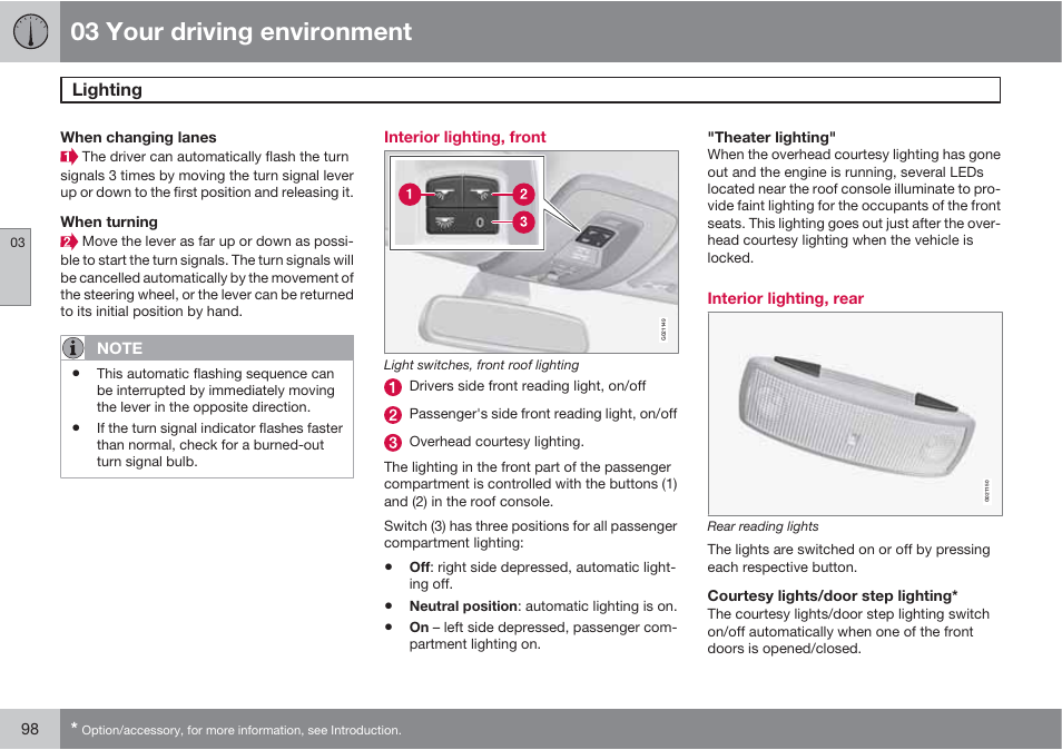 03 your driving environment | Volvo 2013 XC70 User Manual | Page 100 / 382