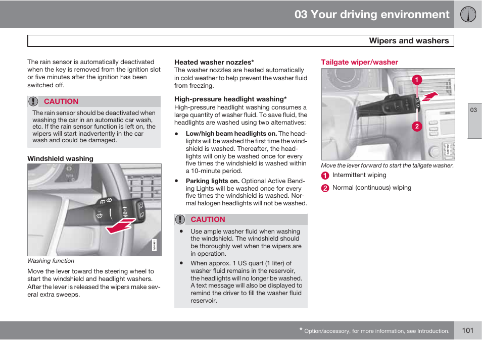 03 your driving environment | Volvo 2013 XC70 User Manual | Page 103 / 382