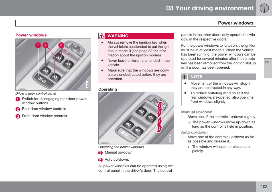 03 your driving environment | Volvo 2013 XC70 User Manual | Page 105 / 382